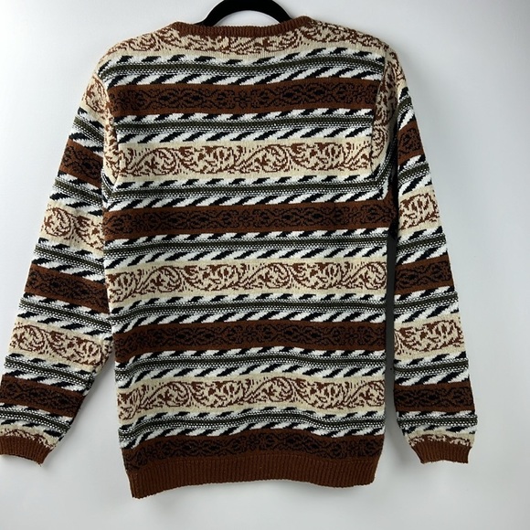 Retro Marella Wool Blend Sweater Neutral Stripe Pattern 90s - Picture 3 of 8